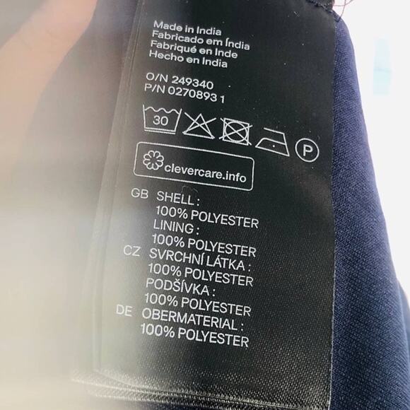 H&M Navy White Printed Pleated Smocked Ruffle Tie Waist Sleeveless Tank Dress 6 - Picture 7 of 7